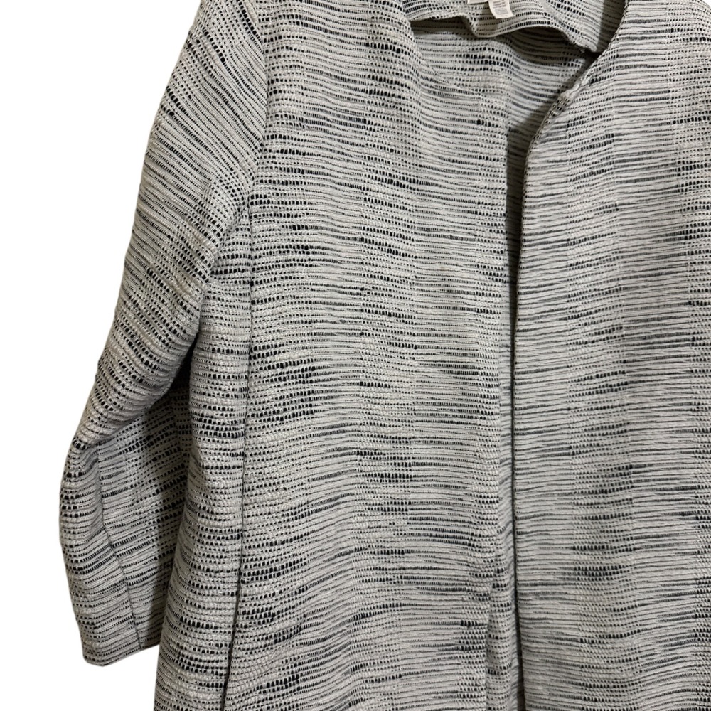 Eileen Fisher Open Front Jacket Size S Cotton Natural Beige Black Textured - Picture 2 of 10